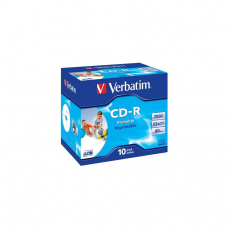 Matricas CD-R AZO Vebratim 700MB 52x Printable Jewel Cased 10 Pack