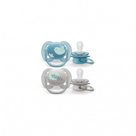 Philips AVENT SCF091/15 baby pacifier Ultra soft pacifier Orthodontic Silicone Blue, Grey