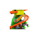 Hot Wheels City T-Rex Blaze Battle Playset &amp; 1:64 Scale Die-Cast Car, Dinosaur Nemesis