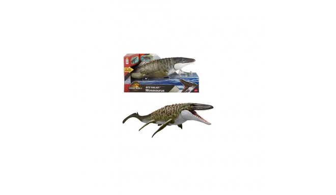 Jurassic World Rebirth Bite N Blast Mosasaurus Action Figure and Mini Dilophosaurus, Dinosaur Toy