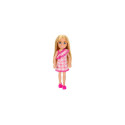 Barbie Chelsea Doll, Small Doll Wearing Removable Checked Dress with Blonde Hair &amp; Blue Eyes