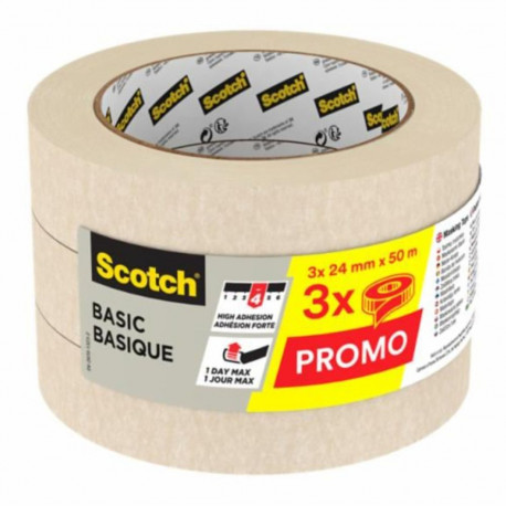 3x1 Scotch Masking Tape Basic 24mmx50m, beige 2010/24