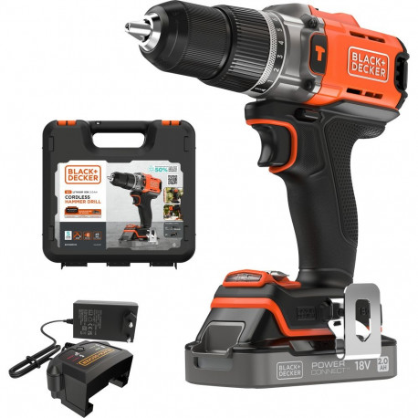 POWERCONNECT Akku-Schlagbohrschrauber BCD383D1XK, 18Volt (orange/schwarz, Li-Ionen Akku 2,0Ah, Koffe
