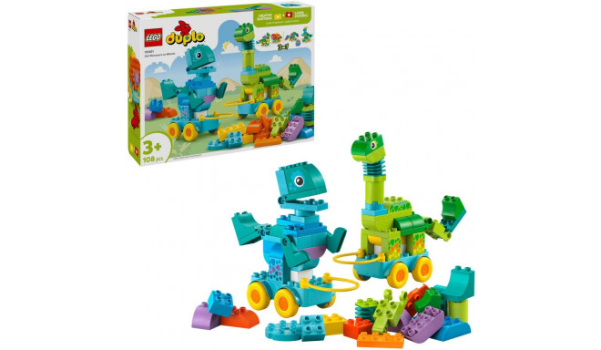LEGO 10451 DUPLO Town Dinosaurs on Wheels 3-in-1 Set, Construction Toy
