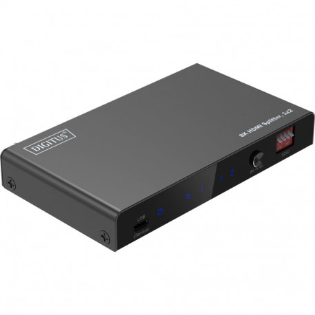 8K HDMI Splitter, 1x2 (schwarz, mit Downscaler)
