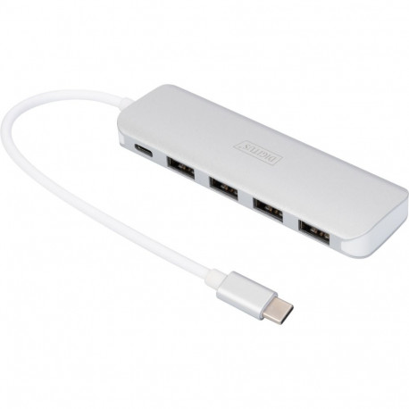 USB Type-C™ 4-Port Hub (USB 3.0) + PD (silber)