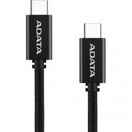 ADATA USB 2.0 cable, USB-C male > USB-C male (black, 1 meter, PD 3.0, QC 3.0, charging with up to 10