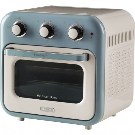 Ariete 3-in-1 Vintage Blue Air Fryer and Mini Oven (white/light blue, 1,350 watts, 16-liter cooking