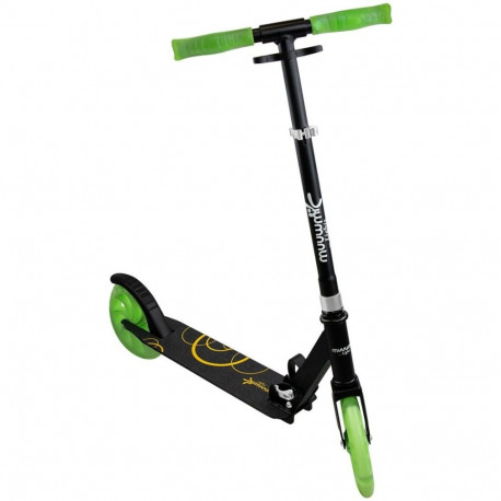 Muuwmi Lights Aluminium Scooter GLOW 200 mm (black/green, with luminous wheels and glow effect)