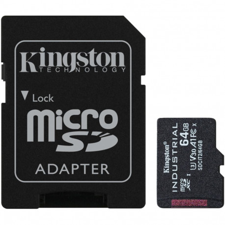Kingston Industrial 64 GB microSDHC (black, UHS-I U3, Class 10, V30, A1)