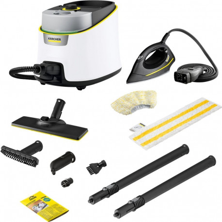 SC 4 Deluxe Iron (weiß/schwarz, 2.250 Watt, mit Bodenreinigungsset EasyFix und Dampfdruck-Bügeleisen