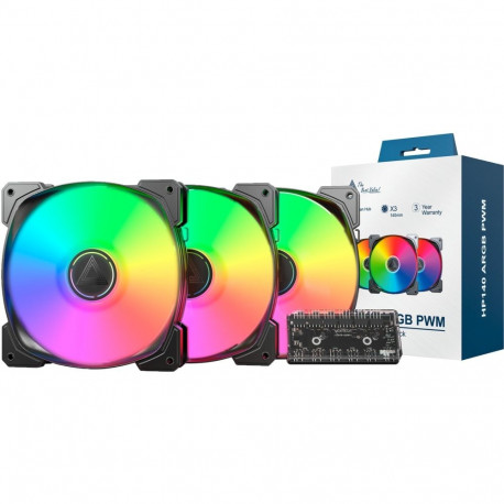 Montech HP140 ARGB PWM 140x140x25, case fan (black, pack of 3, 140 mm)