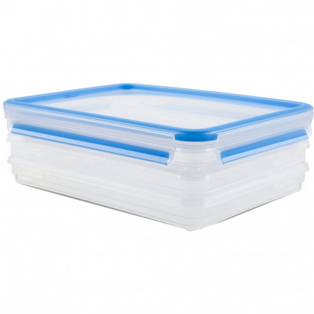 CLIP & CLOSE Aufschnittbox-System 1,0 Liter, 4-teilig (transparent/blau, rechteckig)