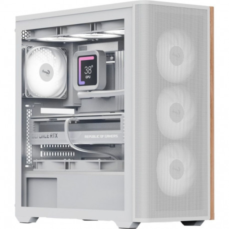 Aerocool D501A-G-WT-v2, tower case (white/wood)