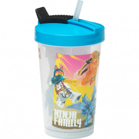 LEGO Becher mit Strohhalm Ninjago Classic Black (schwarz/rot, 500ml)