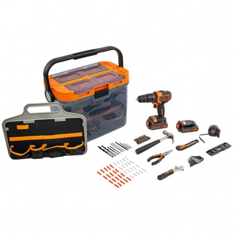 BLACK+DECKER cordless impact drill BCKSB04, 18Volt (orange/black, 2x Li-ion battery 1.5Ah, storage b