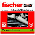 Fischer EasyHook Loop DuoPower 8x40 (white, 25 pieces, with EasyHook eyelet)