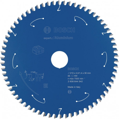 Bosch Powertools circular saw blade Expert for Aluminium, 210mm, 66Z (bore 30mm, for cordless table