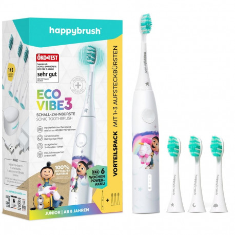 ECO VIBE KIDS Agnes + 3 Refills, Elektrische Zahnbürste (weiß)