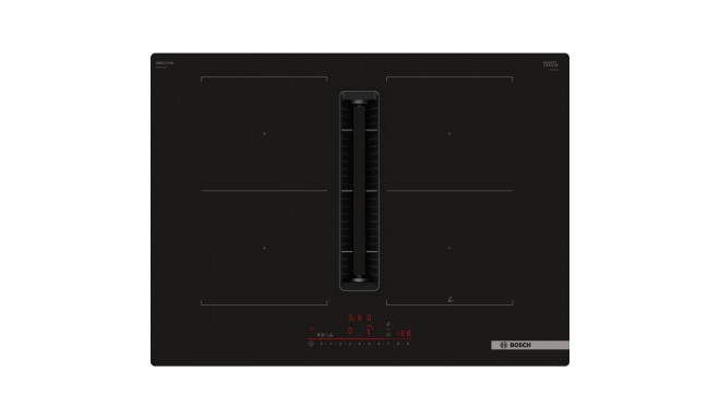 Bosch PVQ711H26E Series 6, independent hob (black, 70 cm, with integrated extractor hood, Home Conne