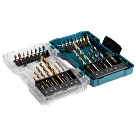 Bohrer- & Bit-Satz E-07054, 29-teilig (Klappbox mit transparentem Deckel)