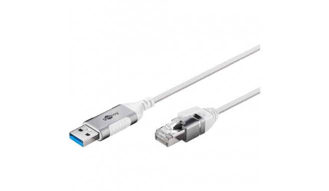 goobay Ethernet adapter cable USB-A 3.2 Gen1 > RJ-45, Slim (white, 2 meters)