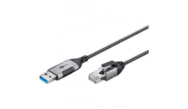goobay Ethernet adapter cable USB-A 3.2 Gen1 > RJ-45, Slim (black/gray, 1 meter)