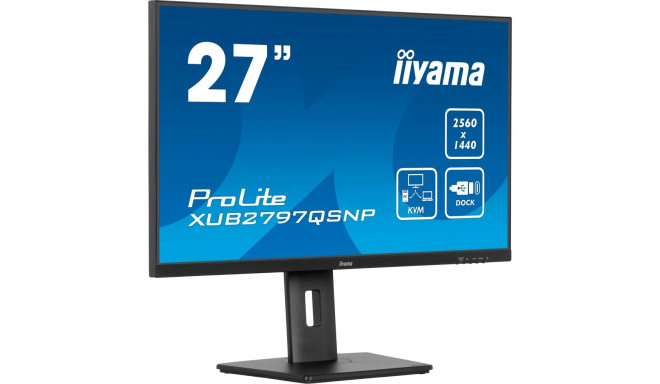 iiyama ProLite XUB2797QSNP-B1, LED monitor - 27 -  black (matt), WQHD, IPS, USB-C dock, KVM switch, 
