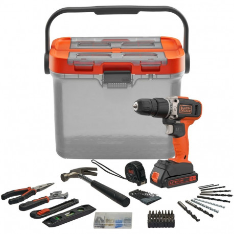 BLACK+DECKER cordless impact drill BCKSB02, 18Volt (orange/black, Li-ion battery 1.5Ah, storage box,