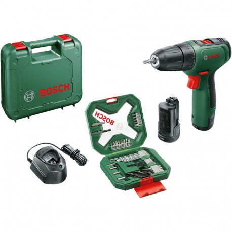 Bosch cordless drill driver EasyDrill 1200 + 34-piece bit and drill set (green/black, 2x Li-ion batt
