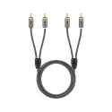 goobay Plus stereo RCA cable (black/silver, 5 meters)
