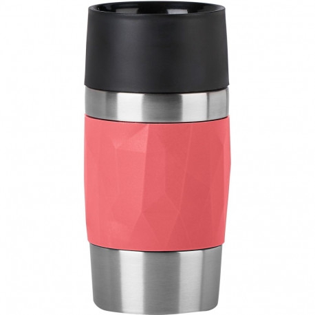 TRAVEL MUG kompaktne termokruus 0,3Liter keeratava korgiga, korall/roostevaba teras