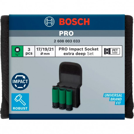 PRO Impact Steckschlüsseleinsatz-Set 1/2", 3-teilig (schwarz, tief, mit Felgenschutz)