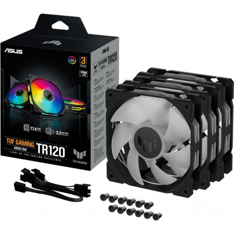 TUF GAMING ventilaatorid TR120 ARGB 3-pakk 120mm, must/läbipaistev
