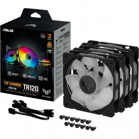 TUF GAMING ventilaatorid TR120 ARGB tagurpidi labadega 3-pakk 120mm, must/läbipaistev