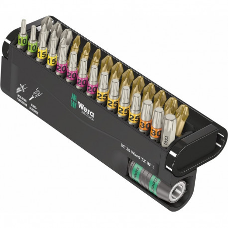 Bit-Check bittide komplekt 30 Wood TX HF 1 1/4" hoidmisfunktsioon plastikust klappkarbis
