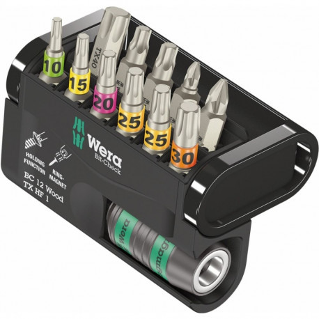 Bit-Check 12 Wood TX HF 1 (12-teilig, 1/4", Haltefunktion, in Kunststoff-Klappbox)