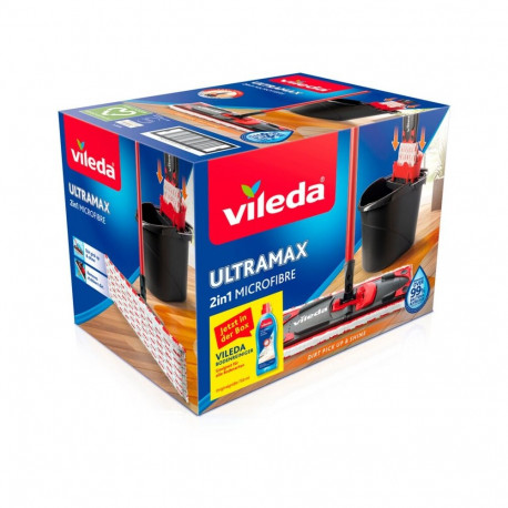 Vileda wiper ULTRAMAX 2in1 box, incl. floor cleaner, floor wiper (black/red, incl. 750ml Vileda floo