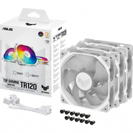 TUF GAMING ventilaatorid TR120 ARGB 3-pakk 120mm, valged/läbipaistvad