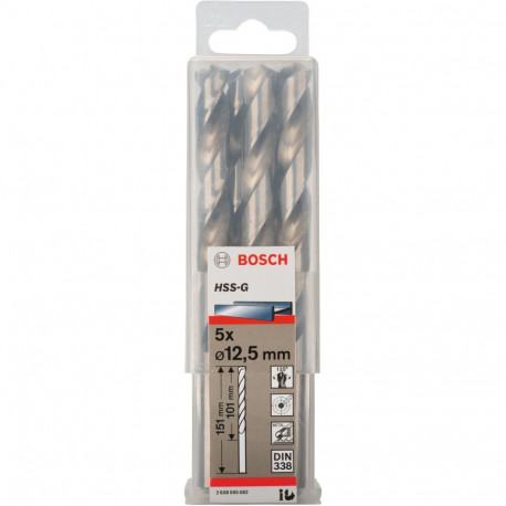 Bosch metal drill HSS-G, 12.5mm (5 pieces, working length 101mm)