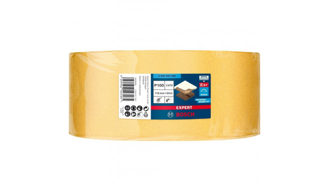 Bosch Expert C470 sanding sheet, 115mm, K100 (50 meter roll, for orbital sander, for hand sanding)