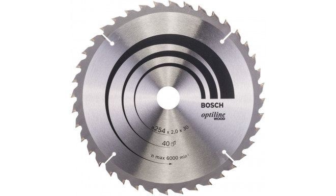 Bosch circular saw blade Optiline Wood, 254mm, 40Z (bore 30mm, for mitre saws)