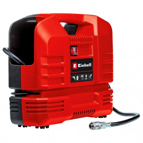 Koffer-Kompressor TC-AC 190 OF Set (rot/schwarz, 1.100 Watt, Reifen-Füllgerät, Druckluftschlauch)