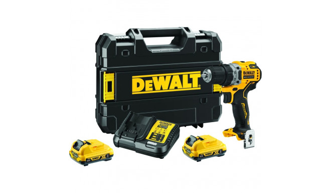 DEWALT cordless drill/driver DCD701D2, 12Volt (yellow/black, 2x Li-Ion XR battery 2Ah, in TSTAK box)