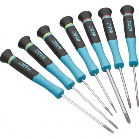 Hazet electronic screwdriver set 811EL/7, 7 pieces (black/blue, slotted and Phillips)