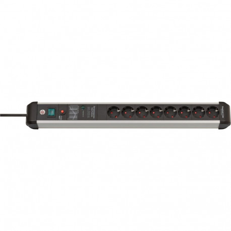 Premium-Protect-Line Steckdosenleiste 8-fach (schwarz/aluminium, 3 Meter, 60.000A Überspannungsschut