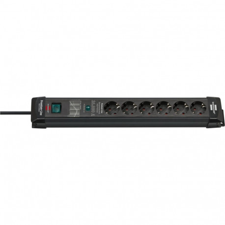 Brennenstuhl Premium-Line 6-way power strip (black, 1.8 meters, 26,000A surge protection)