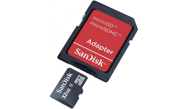 Sandisk mälukaart microSDHC 32GB C4 + adapter