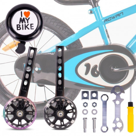 Abirataste komplekt LED-tuledega universaalne reguleeritav 12-20" 2tk + kell ja montaaživõti, must