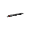 Lanberg toitejaotur 200 cm, 7 pistikupesa, must